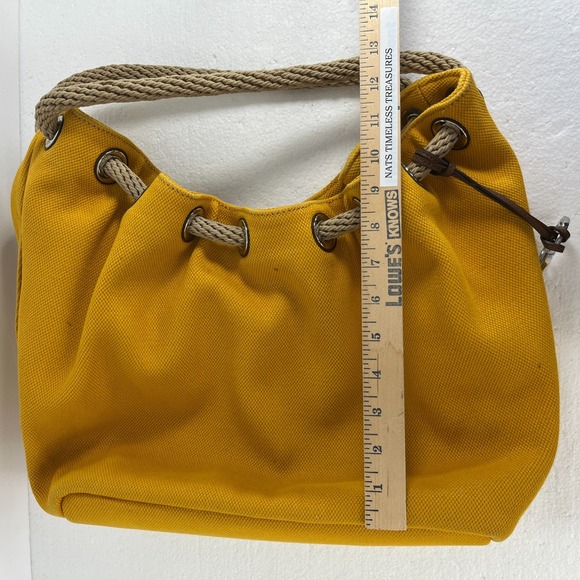 Michael Kors Marina Mustard Yellow Large Canvas Tote Handbag Rope Handle Hobo - Picture 14 of 16